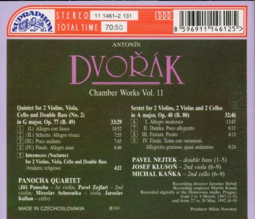 Dvořák - Panocha Quartet - String Quintet No. 2 (CD)