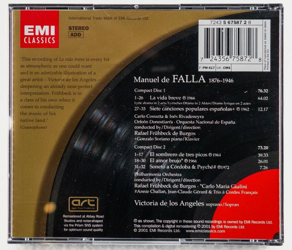 Falla - Rafael Frühbeck De Burgos, Carlo Maria Giulini - La Vida Breve / El Amor Brujo (2xCD)
