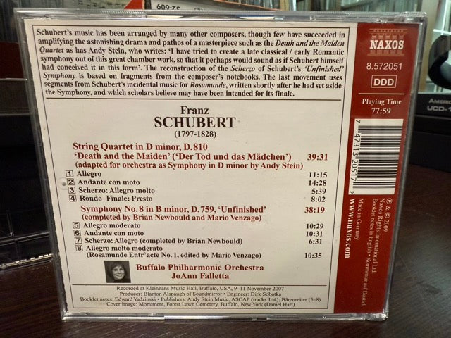 Schubert - JoAnn Falletta - Death and the Maiden for Orchestra (CD)