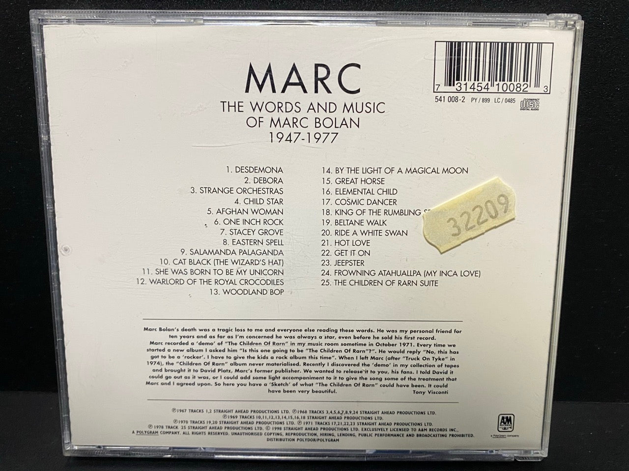 Marc Bolan - The Words And Music Of Marc Bolan 1947-1977 (CD)